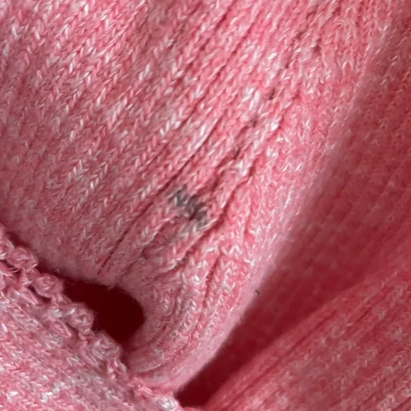 Anthropologie XS pink faux-wrap sweater with mesh embroidered sleeves - Picture 9 of 11